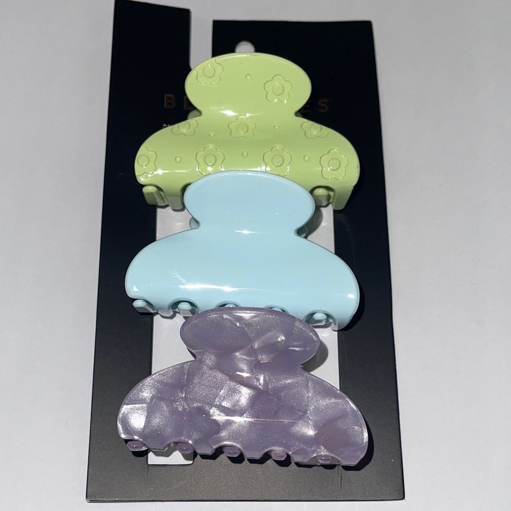 Bluenotes Pastel Hair Claw Clips - Green, Blue, Purple